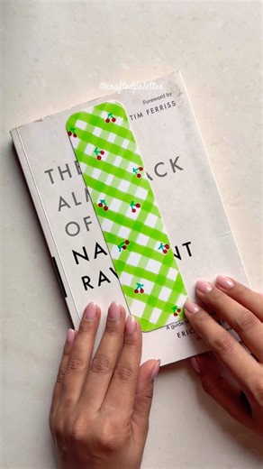 ✨Easy Gingham print cherry bookmark painting💚🍒
