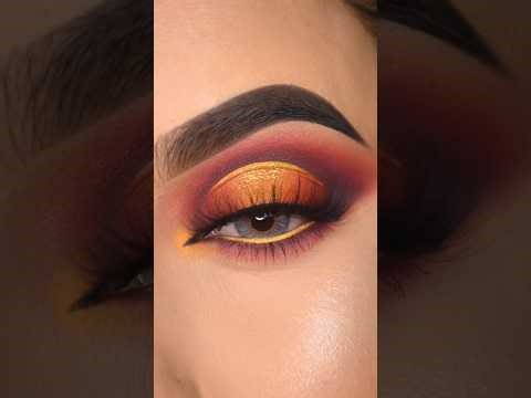 Sunset Eye Makeup Tutorial Festive Eye🧡♥️ #makeup #makeuptutorial #eyemakeup #shorts #youtubeshorts