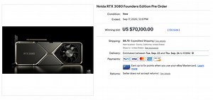 NVIDIA RTX 3080 Founders Edition Graphics Card Sells for $70,100 on eBay