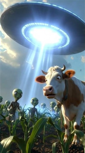 The Hardworking Cow and the Kind Alien | A Magical Kids Story#ai#shortsfeed#cow#youtubeshorts#UFO