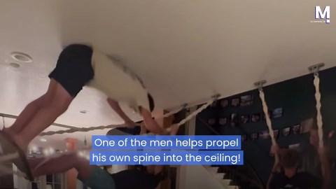 Group of friends discover why indoor swing sets are a bad idea