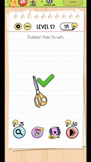 Brain Test Level 57 – Scissor Has to Win | Full Solution & Gameplay