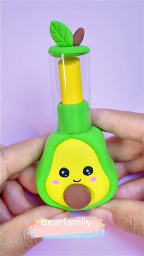 Cute Avocado Lipstick 🥑💄 | Clay Craft DIY | BearFamily #shorts #diy #craft #clay #art
