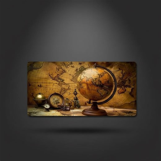 Vintage World Map Desk Mat, Antique Explorer Style Mouse Pad, Travel Office Decor - Etsy