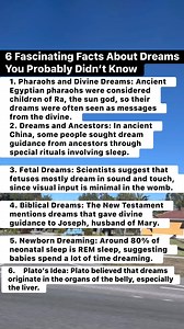 Dreams have fascinated humans for thousands of years! From Egyptian pharaohs to Plato, and even unborn babies, here are 6 amazing facts about dreams that might surprise you. Which one fascinates you the most? #DreamFacts #SleepScience #InterestingFacts #MindBlown #DidYouKnow #AncientHistory #Plato #Pharaohs #FunFacts #Dreams | Filling Food from Home