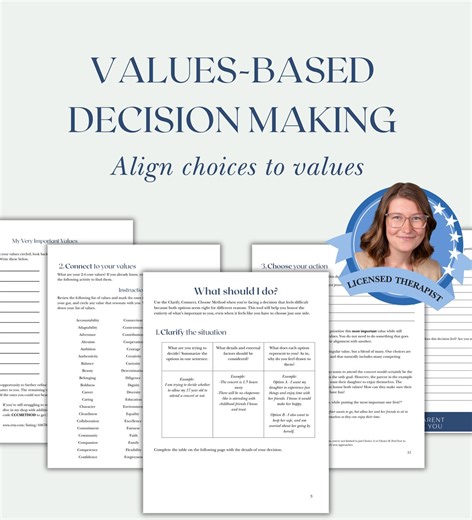 Values-based Decision Making Worksheet, Therapist-made Clarify, Connect, Choose Method (digital Download) - Etsy