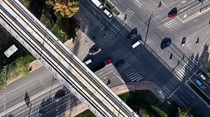 Drone time-lapse photography records the intersection of high-speed rail and roads