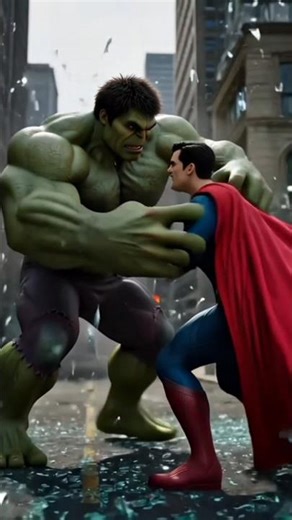 💥🟢 Hulk 🟢💪 Faces the Man of Steel 🦸‍♂️⚡ in an Earth-Shattering Battle 🌍🔥🏙️