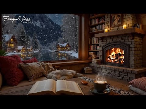 Peaceful winter with warm jazz music 🔥 The sounds of a fireplace and jazz help relieve stress