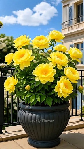 Yellow peonies on my balcony – proof that beauty doesn’t need a garden, just a little care and a lot of heart 🌼🌼🌼 . . . . . .. #gardening #lovelyflower #Flowerlovers #Usagardening #UnitedStates #USA #Canada #texasgardening #reelsviral #reelsvideo #reelsinstagram #reelsfb #houseplants #Plants #garden #leaf #flower #beautifulflower #rose #orchid #iris | Lovely Flower