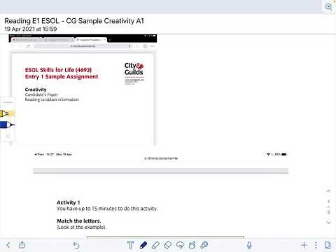 How to Pass Entry 1 ESOL - Reading Activity 1 - Matching letters