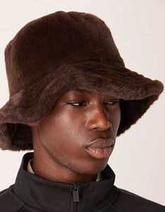 ASOS DESIGN faux fur bucket hat in brown | ASOS