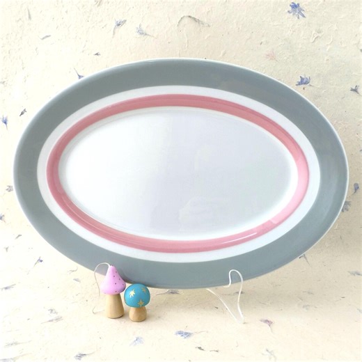 Vintage Shenango 13" Platter Restaurantware Diner Plate Pink Grey Stripes - Etsy