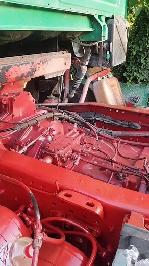 Red Tractor Engine Repair: Close-Up Mechanic Insights