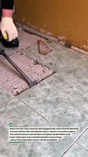Tile Removal Made Easy: Fast Floor Demolition with a Rotary Hammer Drill #Construction #TileRemoval