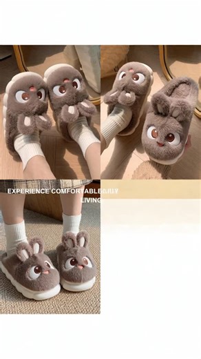 Cute Cartoon Rabbit Women's Home Slippers, Low Heel Soft Sole Indoor Slides, Cozy Plush Winter Footwear for Comfort, House Slippers #uggs #onlinecuteshoes #cutebarefootshoes #womenswedgeshoes #sportyslides #socksforwomen #uggcozyslippers #slippersforwomen #cutewinterboots #craftedsuedeclogs