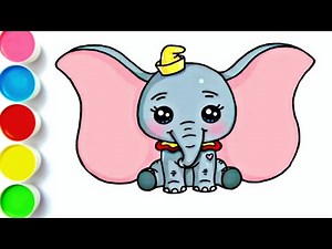 How to Draw Dumbo Easy and Cute || Cute Elephant Drawing Painting and Colouring for Kids Toddlers..