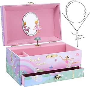 Jewelkeeper Ballerina Music Box & 3-Piece Jewelry Set - Pink Ballerina