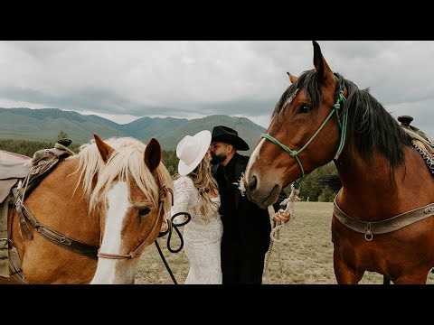 Western Horse Wedding at Going to the Sun Chalets outside Glacier National Park, Montana