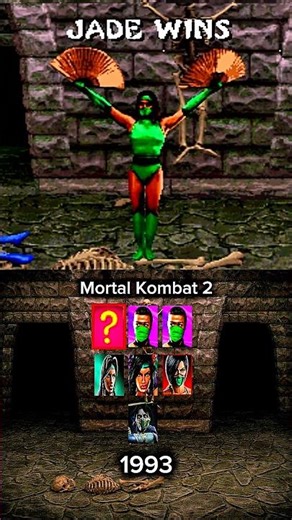 Mortal Kombat Jade victory pose evolution from 1993 to 2019