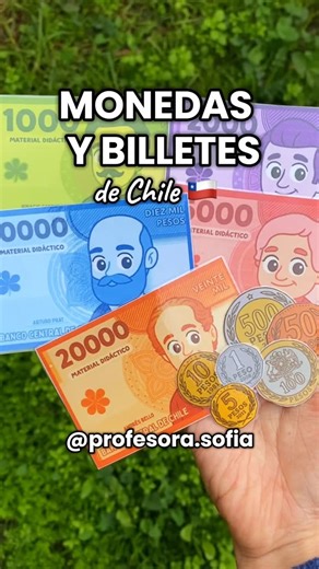 Profesora Sofía👩🏻‍🏫 | Educación Básica💙 on Instagram: "💵 Billetes y monedas didácticas de Chile💙 te comparto este recurso para que puedas utilizarlo con tus estudiantes🥰la vez que tuve que hacer una actividad con monedas y billetes los de internet me salían borrosos, pero este diseño me dejó MUCHO más satisfecha y espero que también te sirva🙏🏼🥰 💙Comenta en qué curso usarías este material😱 💙Te 
