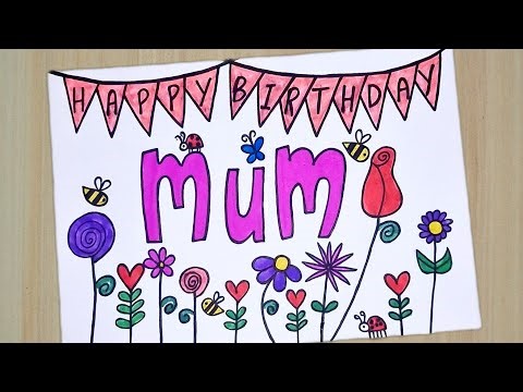 Birthday Greeting Card For Mom //Birthday Drawing For Mother //How To Draw Birthday Card For Mother