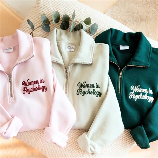 Embroidered Psychology Major Quarter Zip Sweatshirt: Women in Psychology Crewneck - Etsy