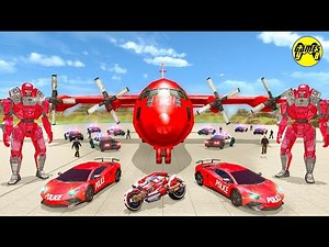 US Car Robot Police Transport Squad: Robot Cargo Plane Driver - Android Gameplay