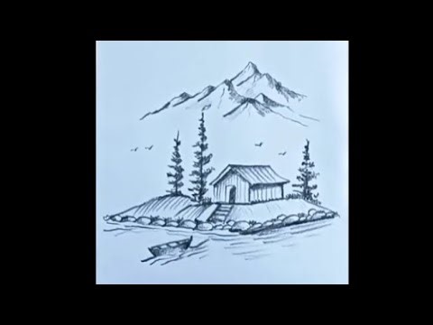 How to draw mountain scenery easy sketch|| mountain scenery easy sketch step by step for beginners