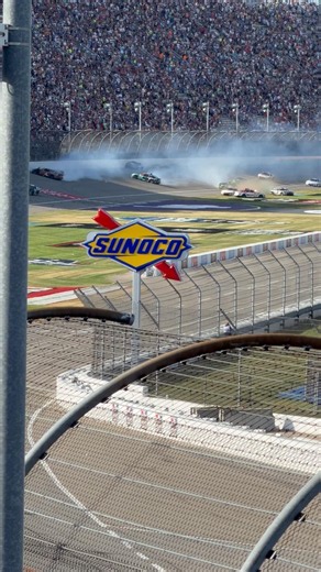 Multi car wreck on the front stretch at Michigan #nascar #racing