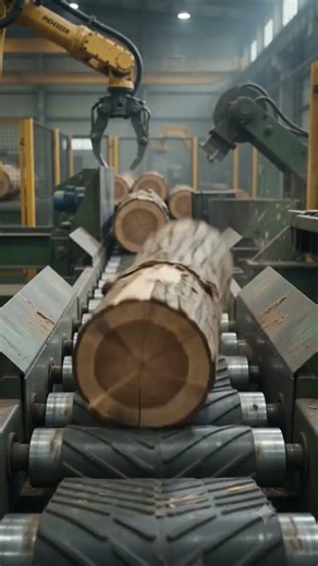 Powerful Wood Cutting Machine in Action | Giant Log Processing | AI 4K