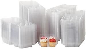good natured Pack of 225-3" 4-Pack Cupcake Containers - Clear, Stackable Plastic Cupcake Boxes with Lids - Ideal Cupcake Holder and Carrier - Plant-Based, Eco-Friendly Muffin Container