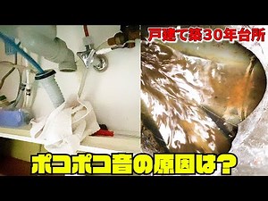 築30年戸建てキッチン排水溝掃除！ポコポコ音がする原因は？！@奈良[排水管高圧洗浄][つまり抜き][Drain Unblocking][Blocked Drain]