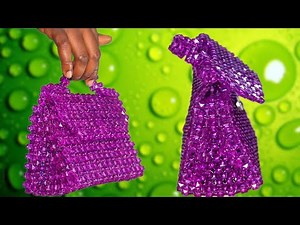 Beautiful beaded mini handbag made with sugar beads. DIY bead making tutorials.