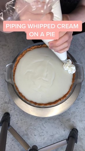 Piping Whipped Cream Technique on a Delicious Pie