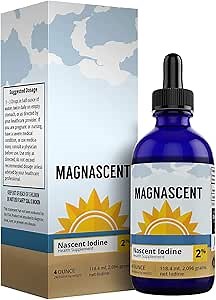 Nascent Iodine Organic Daily Health Supplement High Potency 2% Concentrated Liquid Iodine Drops Supports Energy & Metabolism (4oz/118.4ml)