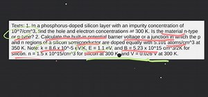 Texts: 1. In a phosphorus-doped silicon layer with an impurity... | Filo