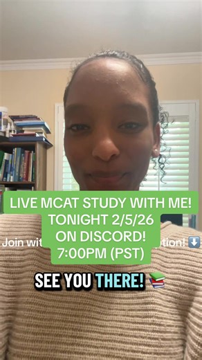 STUDY WITH ME FOR THE MCAT! Tonight (2/5/26) at 7:00 PM (PST) on Discord!! What are you guys studying for - an upcoming test, the MCAT? Comment down below!! 😊⬇️ Join the study with me using the link below! ⬇️ If the link isn’t working for some reason, please refer to the Discord Tutorial for Mobile Devices that’s pinned to the top of the account or feel free to DMme!! 😊 Discord link: https://discord.gg/DecKaJMuqZ See you guys tonight!! 🌃😊📚 #premed #mcat #premedstudent #studydiscord