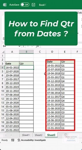 How to find Quarters from dates 📅 #findquarters #excel #vikominstitute Follow for more 😱 | Excel By Vikal