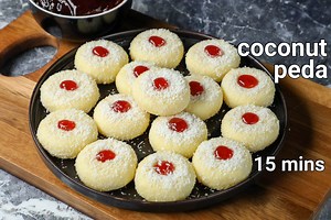coconut peda recipe | coconut malai milk peda | nariyal ka peda