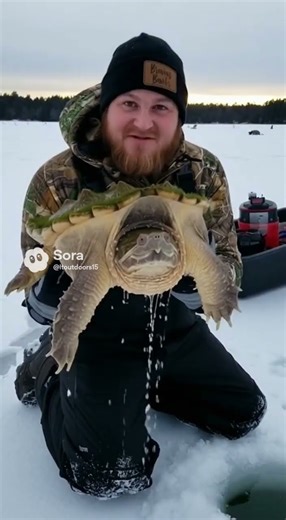 Ice Fishing For Snapping turtles #funny #icefishing #LToutdoors #snappingturtles