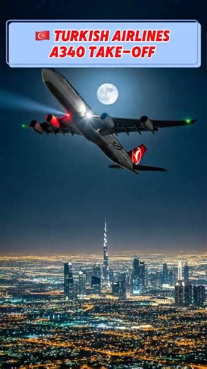 Turkish Airlines A340 Takeoff at Dubai International Airport | Plane Spotting #shorts #aviation