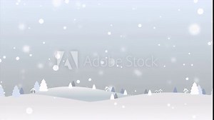 Snow falling animation. Illustration of snowy mountains, trees and houses. White Christmas background. Winter landscape. loop video.(TF002) Stock Video