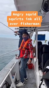 Angry squid squirts ink all over fisherman #dailystar #funny #fishing #squid | Daily Star