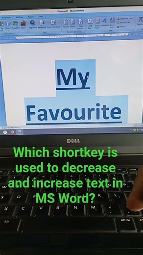 Which shortkey is used to decrease and increase text in MS Word? #computer #text