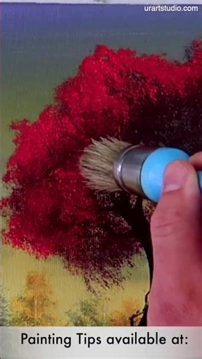 Quick Acrylic Landscape Painting | Red Tree #treeart #paintingtechniques #acrylicpainting