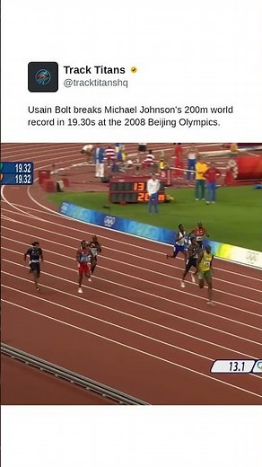 Usain Bolt breaks Michael Johnson's 200m world record in 19.30s at the 2008 Beijing Olympics.