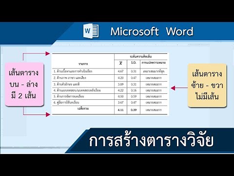 การสร้างตารางวิจัย : word 2016