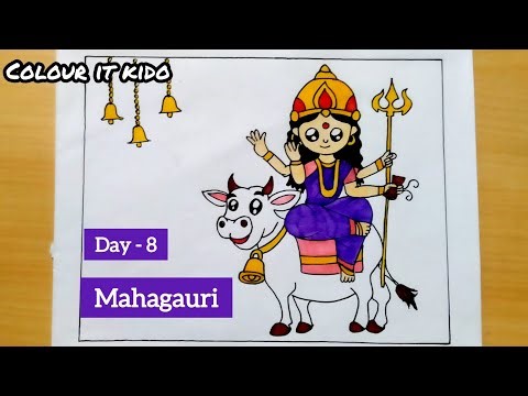 Mahagauri Drawing | Maha Gauri Drawing | Maa Gauri Drawing | Mata Gauri Drawing | Nav Durga Drawing