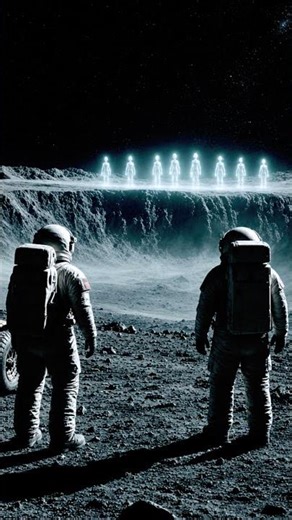 Astronauts Spot Aliens Across a Lunar Crater #space #frametvart #alien